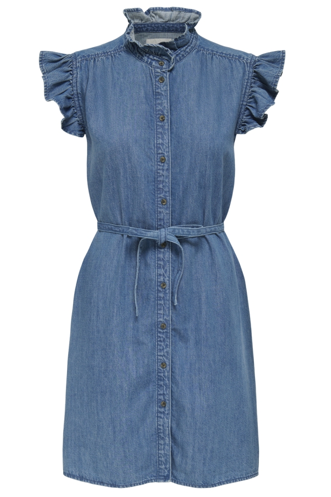 ONLSHANIA S/L FRILL DNM DRESS AKM 15357643 Medium Blue Denim